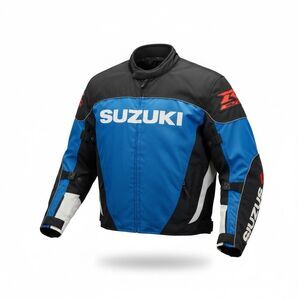 Suzuki GSX-R Official OEM Blue/Black Motorcycle Racing Jacket Men’s L – CE Armor